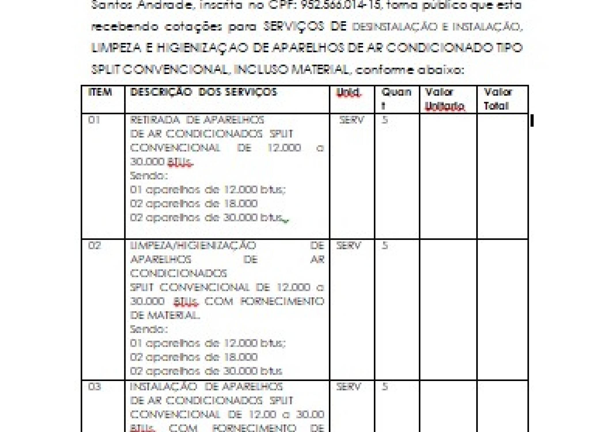 AVISO DE COTAÇÃO PARA COMPRA SIMPLIFICADA